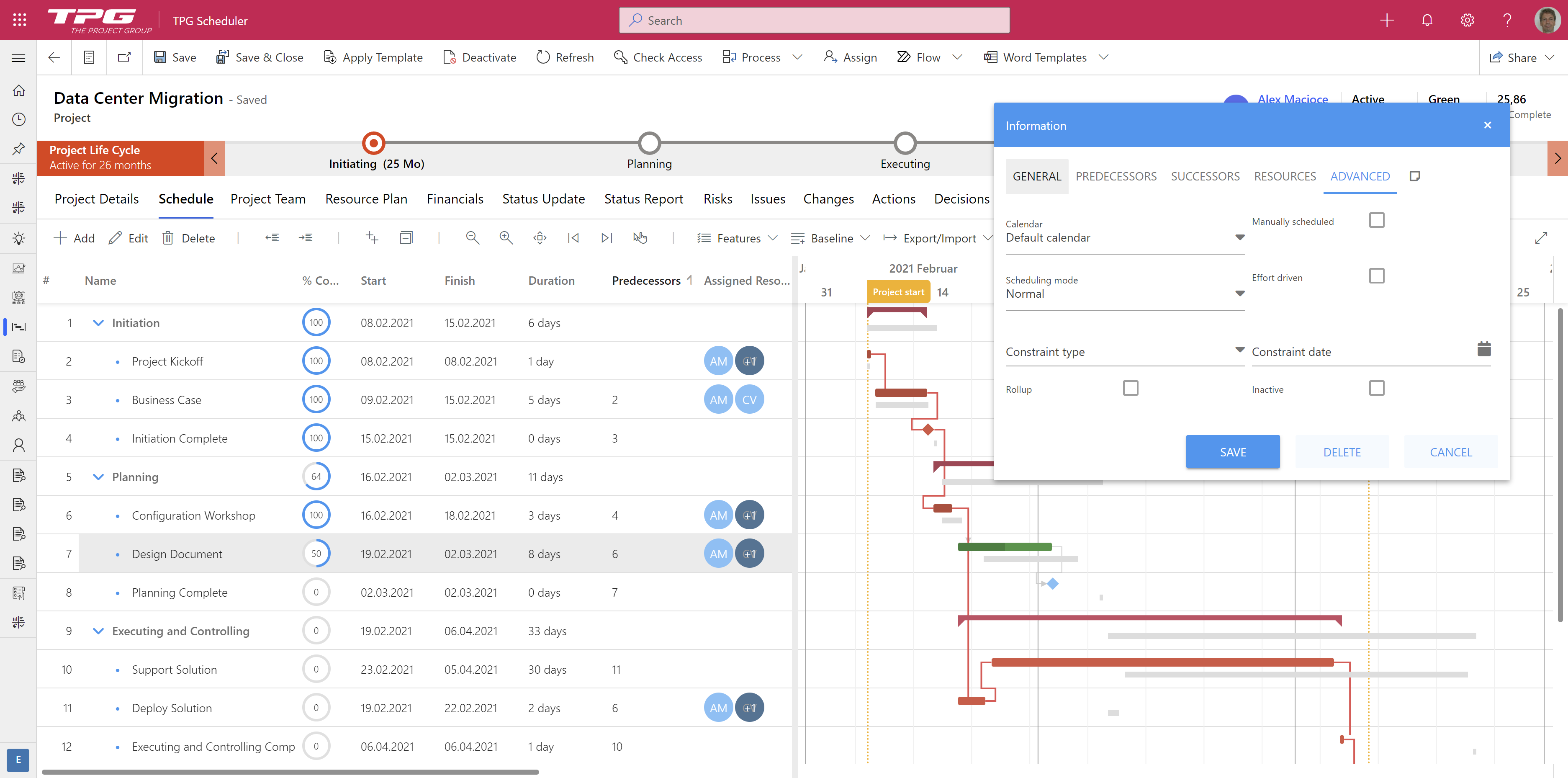Project Planning Tool TPG Scheduler