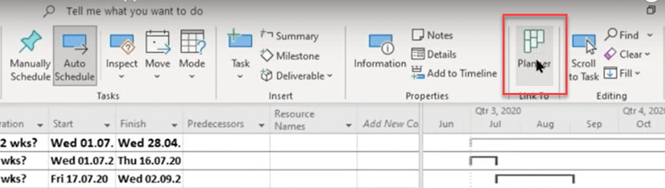 Integrating MS Project with Planner – The “Planner” button only appears in the task ribbon of Project Online