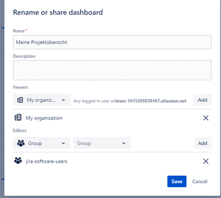 Sharing dashboards in Jira with other people – Step 2