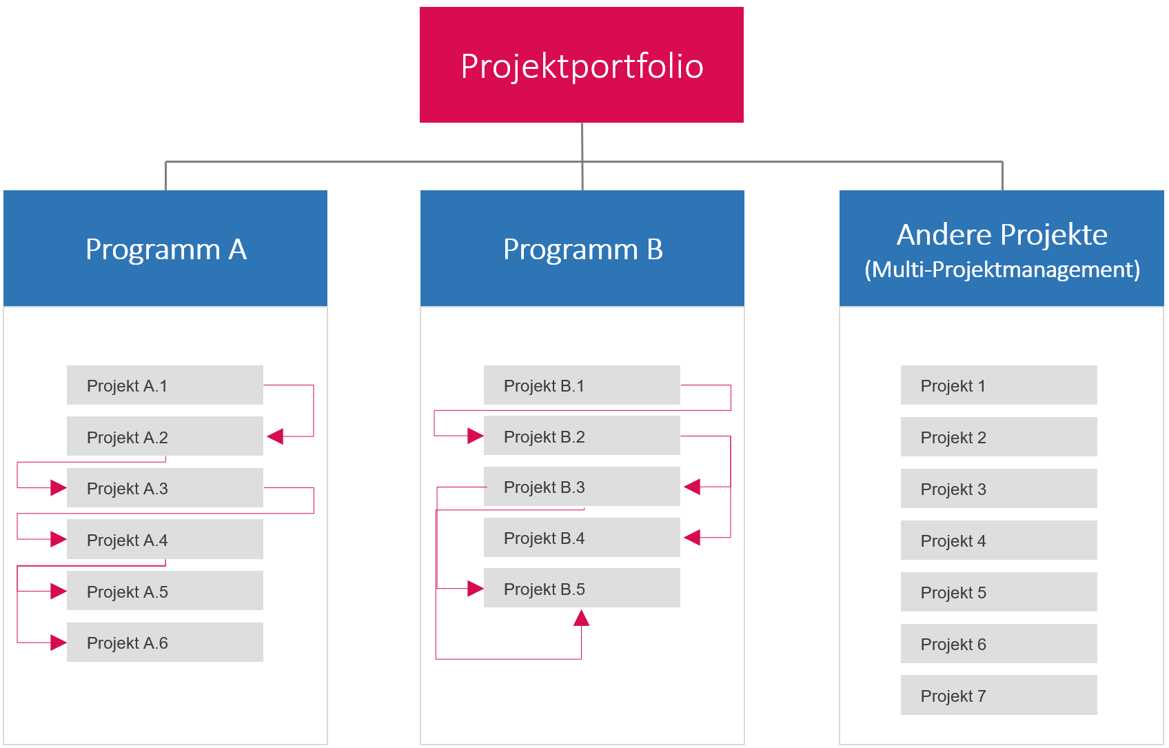 Programmmanagement: Unterscheidung Projektportfolio Multiprojektmanagement