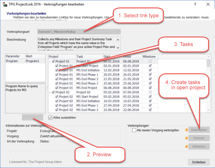 Multi-project overviews using the TaskPicker